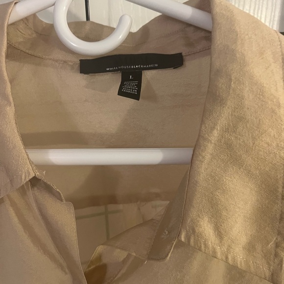 White House Black Market gold sheer shirt. Never worn. New sz large. - Picture 3 of 4